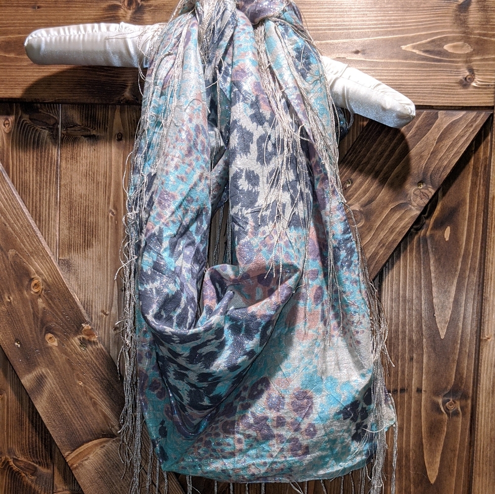 Large colorful leopard print scarf/shaw